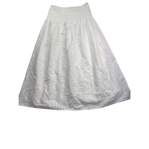 No Boundaries White Midi Skirt Smocked Waist XS (0-2) Gauzy Sheer Cotton Lined - Picture 3 of 9
